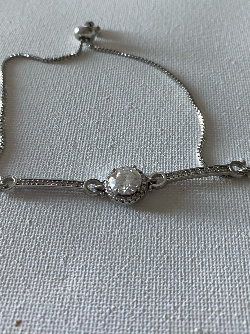 Silver-tone Moissanite Bar Bracelet